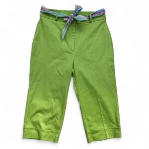 Vintage Green Cropped Pants with Colorful Belt